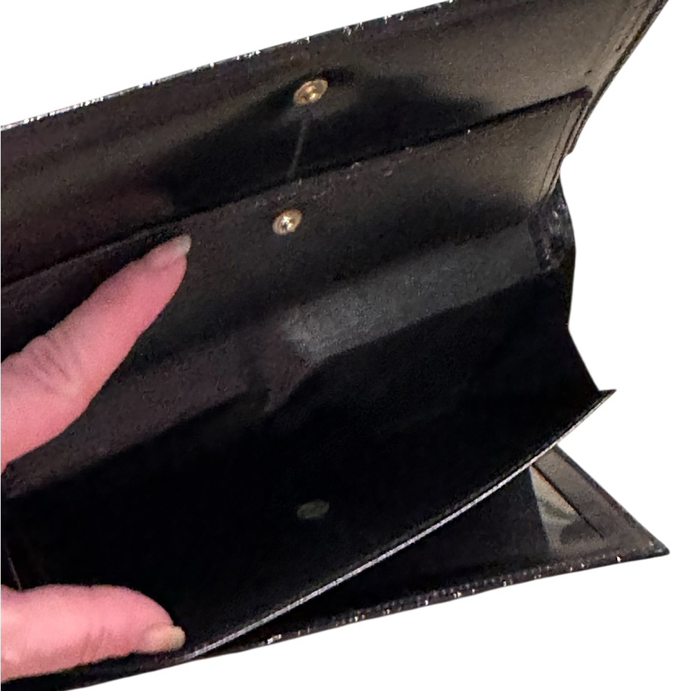 Black Croc-Embossed Black Leather Long Wallet NWOT - Picture 7 of 8